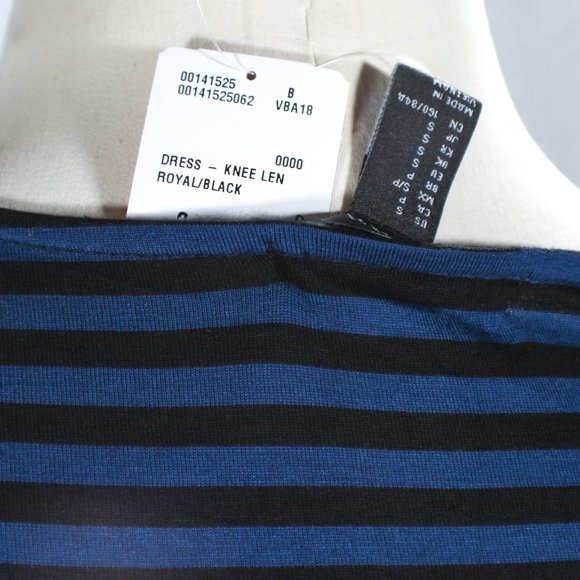 Colorful Bold Edgy Blue and Black Striped Midi Dress Forever 21 Size Small NWT - Picture 6 of 6